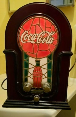 Coca Cola Stained Glass Look Retro Radio 2001 2