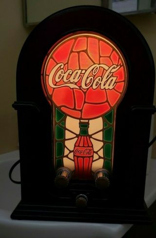 Coca Cola Stained Glass Look Retro Radio 2001 3