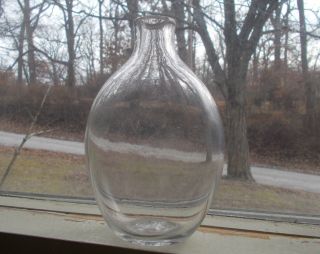 Early Pontiled Flint Glass Blown Pocket Whiskey Flask 1840s