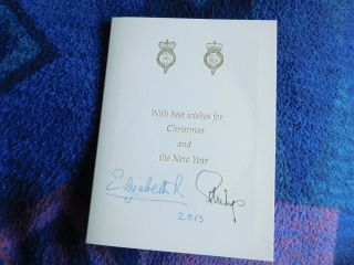 Queen Elizabeth Ii And Prince Philip Rare 2013 Christmas Card