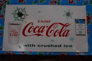 Rare Coca - Cola Snowflake Christmas Machine Metal Sign 1960s