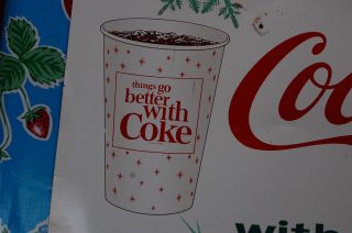 RARE Coca - Cola Snowflake Christmas Machine Metal Sign 1960s 3