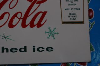 RARE Coca - Cola Snowflake Christmas Machine Metal Sign 1960s 5
