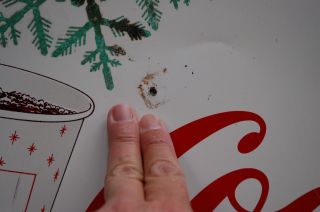 RARE Coca - Cola Snowflake Christmas Machine Metal Sign 1960s 8