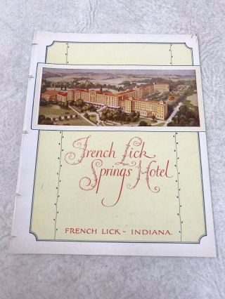 1931 French Lick Springs Hotel Menu & Orchestra - Home Of Pluto Water 7 - 12