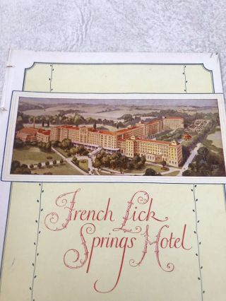 1931 French Lick Springs Hotel Menu & Orchestra - Home of Pluto Water 7 - 12 2