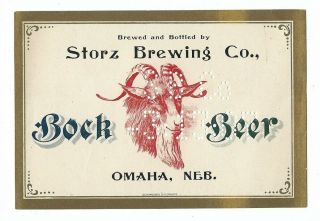 Pre Prohibition Storz Brewing Bock Beer Label Omaha Ne