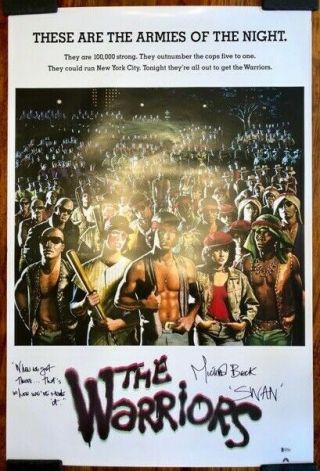 The Warriors Michael Beck Signed Full Size Poster Bas Beckett Authenticated