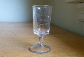 DR.  PETZOLD ' S GERMAN BITTERS EMB IN BEADED CIRCLE SCARCE ADVERTISING DOSE GLASS 2