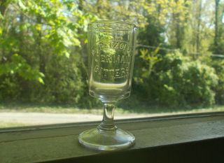 DR.  PETZOLD ' S GERMAN BITTERS EMB IN BEADED CIRCLE SCARCE ADVERTISING DOSE GLASS 4