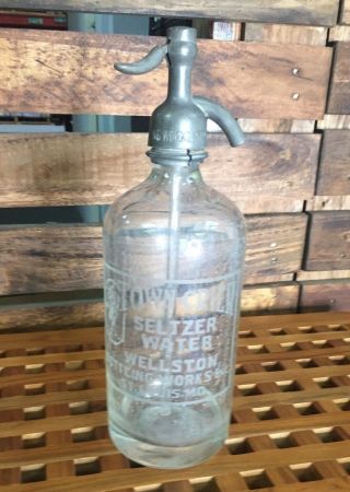 Antique Clear Glass Seltzer Bottle Town Crier St Louis Mo Made In Czechoslovakia