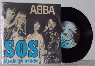 Abba - Sos - Danish Ps - Ultra Impossible Rare Blue Font Picture Sleeve