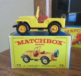 Vintage Lesney Matchbox Standard Jeep 72 In The Box.