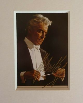 Herbert Von Karajan.  Portrait / Postcard Signed In Golden Ink.