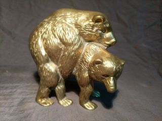 Brass Bears Mating Making Love Collectible Paperweight Figurine 4.  5 " Tall