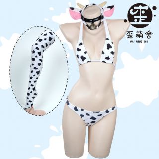 Cow Spots Bikini Sexy Sukumizu Kawaii Swimsuit Lolita Moe Cute Swimwear Cos