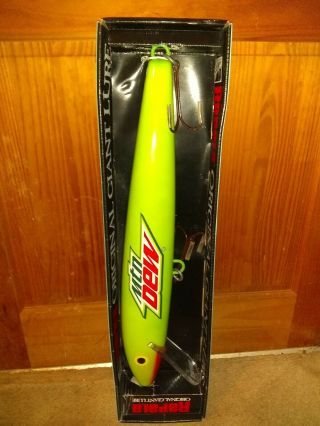 Mountain Dew Mtn Mt Advertisin Green Rapala Giant Fishing Lure Man Cave