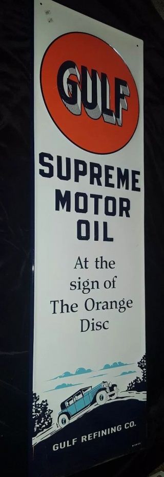 Gulf Supreme Motor Oil Metal Sign 13 " X42 "