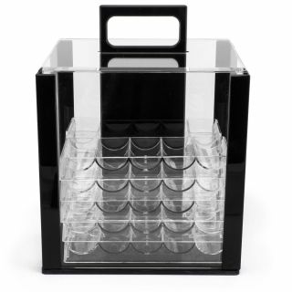 1000 Count Acrylic Poker Chips Storage Carrier Case With 10 Clear Chip Trays
