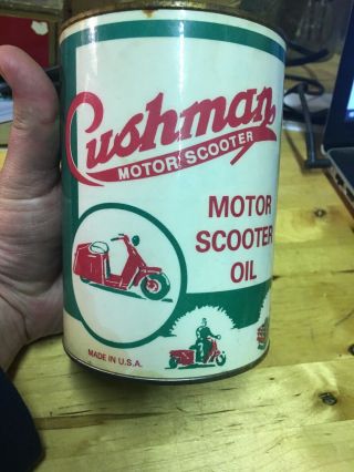 1950s Cushman Motor Scooter Oil Label Mobiloil Metal Can Full