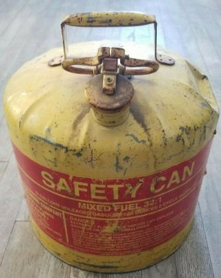 Vintage Yellow Gas Can; 5 Gallon,  Safety Can,  Primitive 1970 