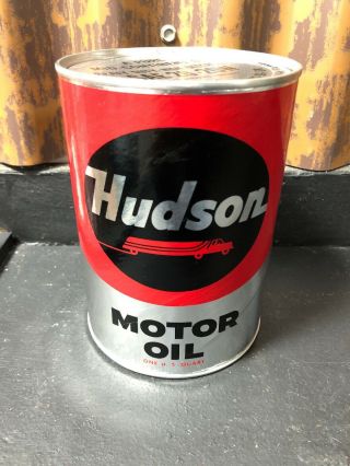 Full Nos Hudson Motor Oil Kansas City Usa 1qt.  Rare Composite Oil Can