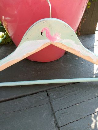 Hand Painted Wood Hanger Summer Flamingo Beachy