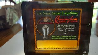 Vintage Glass Advertisement Slides,  Cunningham Radio Tubes The Name Means Every