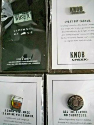 4 X Knob Creek Whiskey Lapel Pin / Promo Button - Clermont Kentucky -