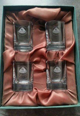 Extremely Rare Lotus Cars Merchandise - Set Of 4 Etched Shot Glasses