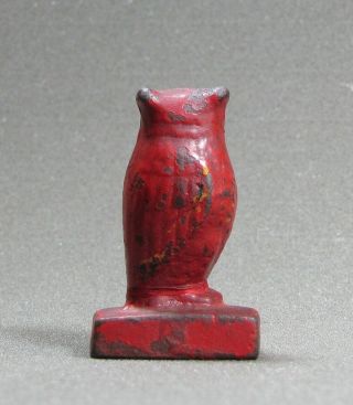 Antique Cast Iron OWL PAPERWEIGHT in Great Paint Advertising Hoosier Figural 3