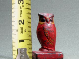 Antique Cast Iron OWL PAPERWEIGHT in Great Paint Advertising Hoosier Figural 5