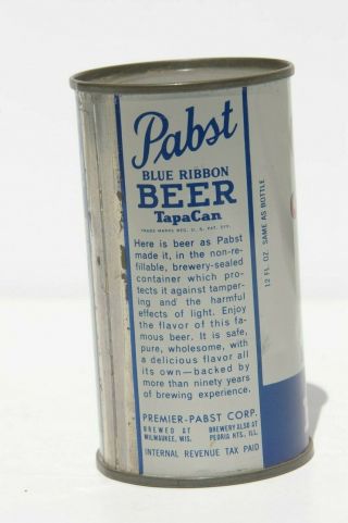 PABST BLUE RIBBON EXPORT INSTRUCTIONAL FLAT TOP BEER CAN INTERNAL REV TAX PAID 3