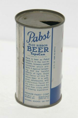 PABST BLUE RIBBON EXPORT INSTRUCTIONAL FLAT TOP BEER CAN INTERNAL REV TAX PAID 7