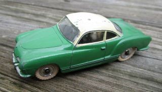 Vintage Dinky Vw Volkswagen Karmann Ghia,  Spun Hubs,  Rare Green Color