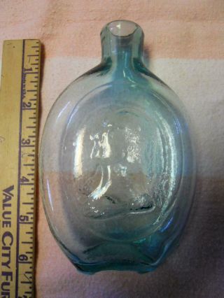 Half Pint Blue Aqua Open Pontil Washington Taylor Historical Flask GI - 53 Philada 3