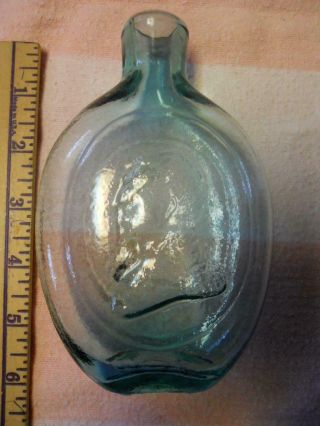 Half Pint Blue Aqua Open Pontil Washington Taylor Historical Flask GI - 53 Philada 4
