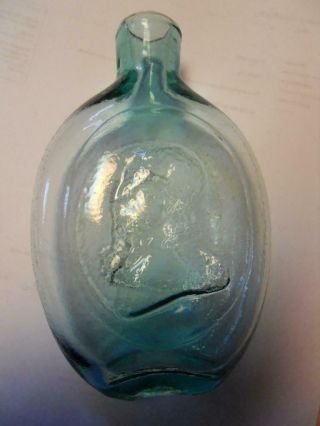 Half Pint Blue Aqua Open Pontil Washington Taylor Historical Flask GI - 53 Philada 5