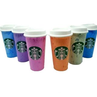 Rare 2019 Starbucks Reusable Hot Cups 6 Pack Lids 16 Oz Each Not Color Changing