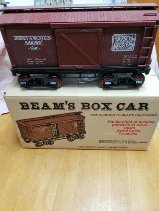 Vintage Jim Beam Large Train Decanter Box Car Jersey Western Railway Empty