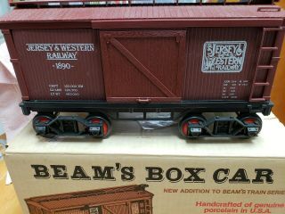 Vintage Jim Beam Large Train Decanter Box Car Jersey Western Railway Empty 2