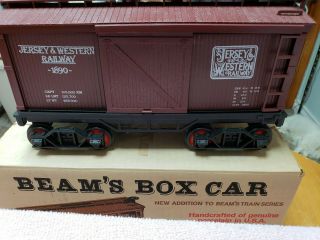 Vintage Jim Beam Large Train Decanter Box Car Jersey Western Railway Empty 5