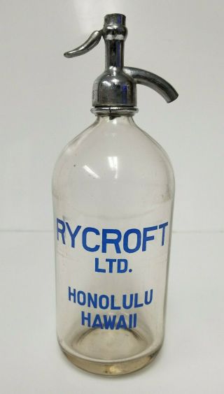 Vintage Seltzer Bottle Rycroft Ltd Honolulu Hawaii