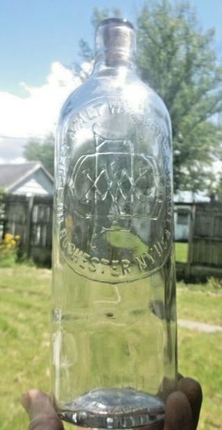 Rare Clear Duffy Malt Whiskey Co.  Bottle Rochester,  Ny Pat.  1886 Bottle