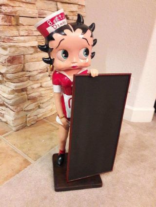 Betty Boop Diner With Blackboard Menu Life Size Statue 29” High.