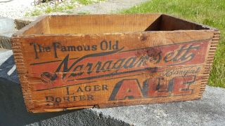 Antique Narragansett Ale Beer Wood Box Crate Advertising