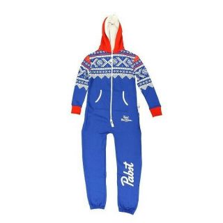 Pabst Blue Ribbon Pbr Beer Red White Blue Adult Jumpsuit,  Size Large Nwt
