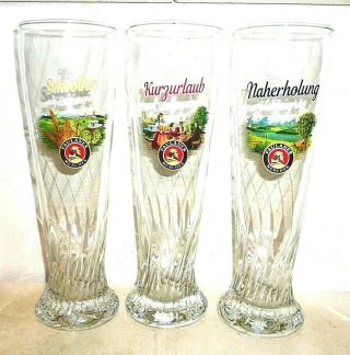 3 Paulaner Munich Smoothie Kurzurlaub Naherholung Weizen German Beer Glasses