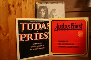 3 Judas Priest 12 Inch Single Lps White Vinyl Heavy Metal Halford Kk Tipton