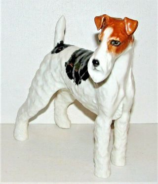 Large Signed Boehm Fine Porcelain Wire Hair Fox Terrier Dog Figurine